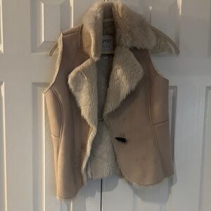 Esprit Women's Beige Faux Fur Vest